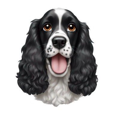 black and white english cocker spaniel with nose spots and open mouth sticker