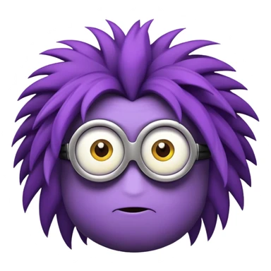 purple minion with wild hair sticker