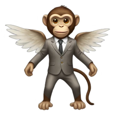 Monkey-with-wings-and-conserje-suit sticker