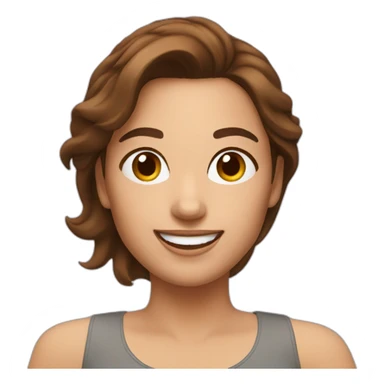 Happy Woman with Brown hair taking selfie sticker