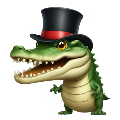 Crocodile with a top hat in war sticker