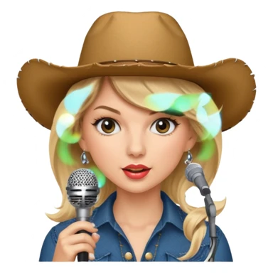 taylor swift is singing with mirco and cowboy hat sticker