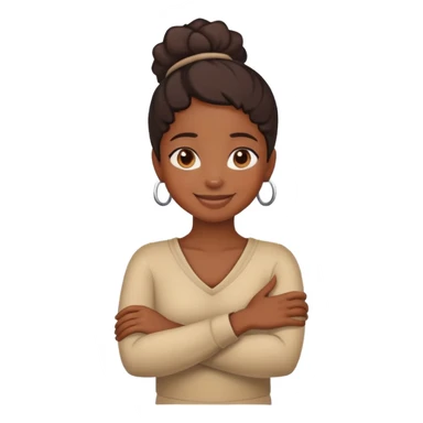 A black girl crossing her arms around her neck smiling sticker