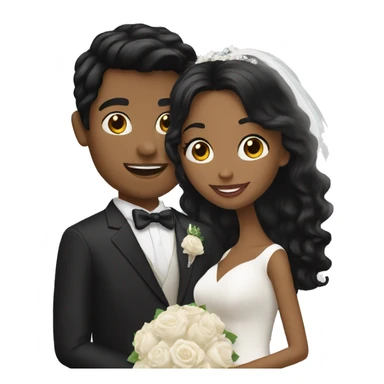 Black hair woman and blond white man getting married sticker