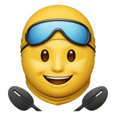 Regular round yellow emoji face wearing a ski mask and grills sticker