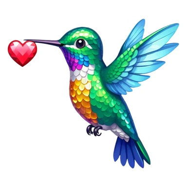 Sparkly hummingbird with heart  sticker