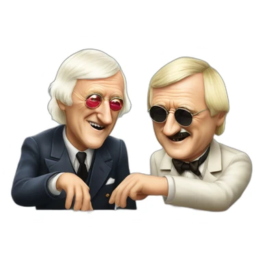 Sir Jimmy Savile and Adolf Hitler playing dominoes nice sticker