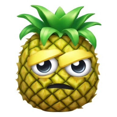 3D one shy pineapple  🍍 with big shiny eyes 👀 The pineapple cute embarrassed ☺️ sticker