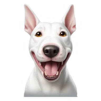 White Bull terrier with silly face sticker