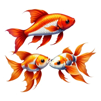 two betta fish and a koi fish sticker