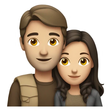 caucasian brunette couple hugging  sticker