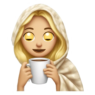 girl inside a blanket sipping coffee eyes closed blonde sticker