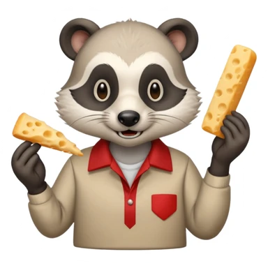 A realistic mad badger bowling while eating cheese sticks sticker