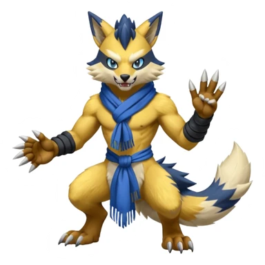 Shiny furry cool Zeraora-Renamon-Obstagoon-fusion sticker