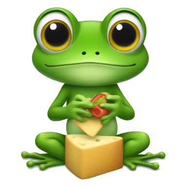A little frog eating his lunch  sticker
