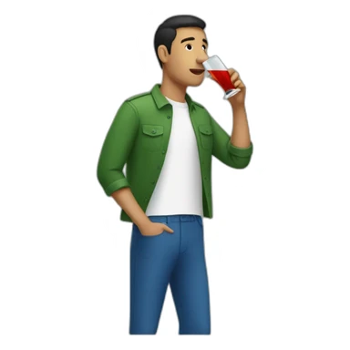 Latin guy Drinking and using lacoste sticker