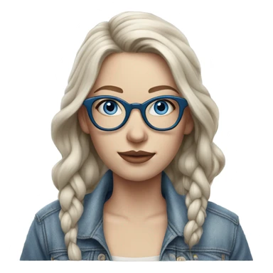 Hyper Realistic pale beautiful tattooed 3D woman with glasses and blue eyes wearing denim jacket sticker