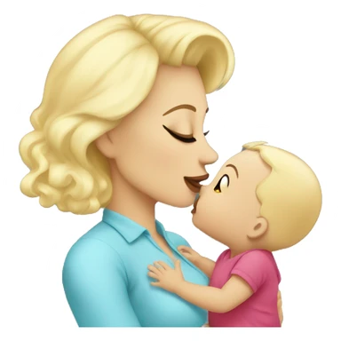 baby kissing mommy blonde sticker