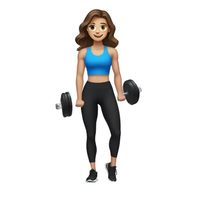 Gym girl lifting weights,brown hair blue eyes, smiling wearing black gym leggings sticker