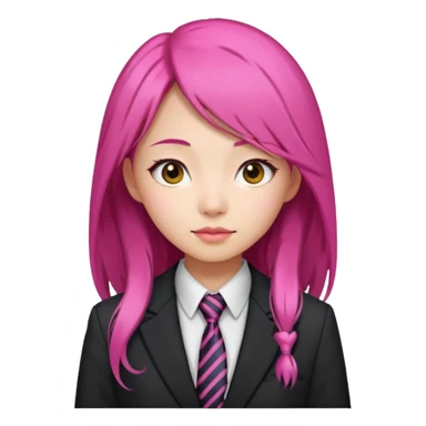 long black and pink haired asian woman with tie and blazer sticker