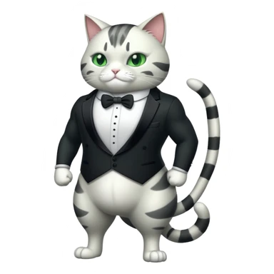 Buff Jacked up Huge jumbo Super Duper Muscular Cat with a 10 pack full body black and white tuxedo body and green eyes  sticker