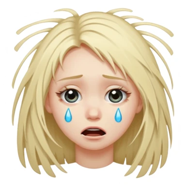 A girl pouring her eyes out crying so hard and pulling off her hair so bad cutting it sticker