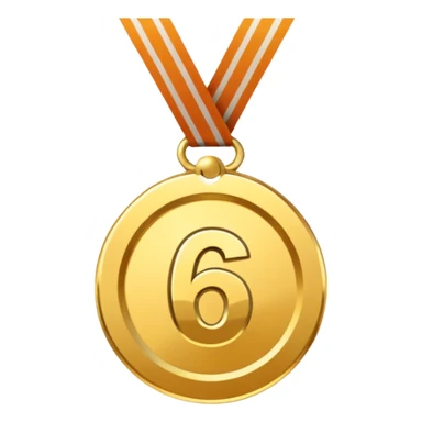 sixth place medal with number 6 on it sticker