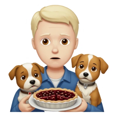 Sad man eats a pie. While i throw his dog at berlin sticker