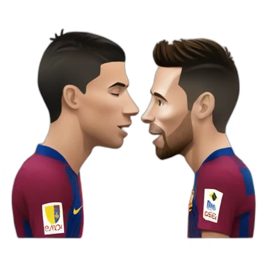 Cristiano Ronaldo kissing Messi sticker