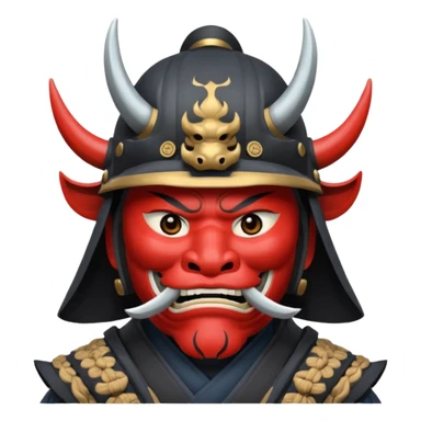 Samurai with helmet and an oni mask covering their mouth but you can see their eyes sticker