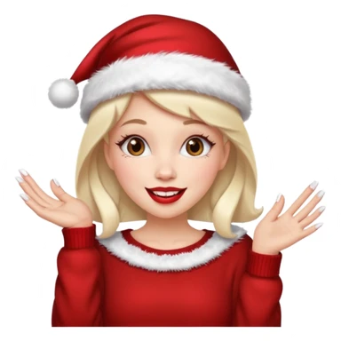 Sassy, cunty, girly Santa with big lips, fake nails, and a sweater, and a santa hat sticker