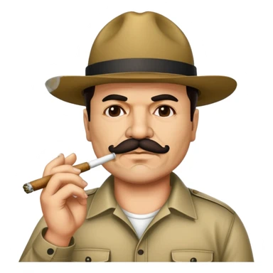 El Chapo Guzman with mustache smoking a marijuana joint sticker