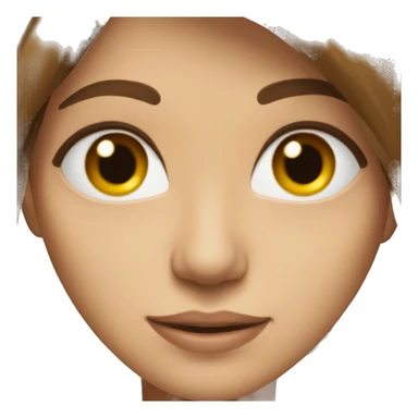 brown haired woman with long hair brown eyes showing a hear sticker