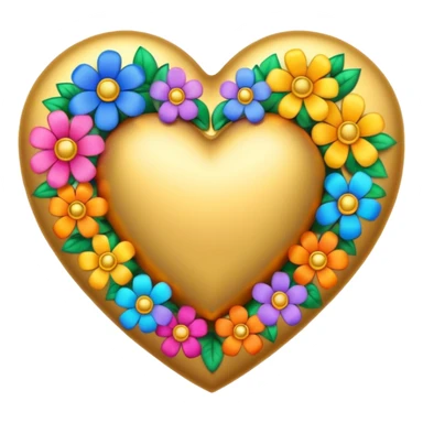 a golden heart studded with flowers sticker