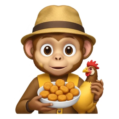 Monkey with a hat and chicken nuggets sticker