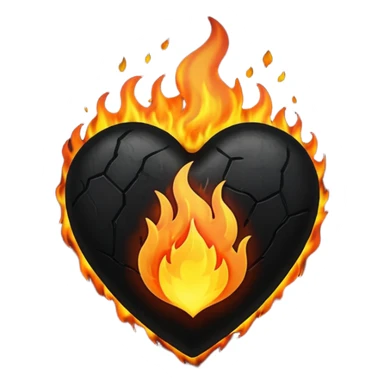 black heart on fire sticker