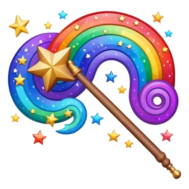 Rainbow starry galaxy magic wand sticker