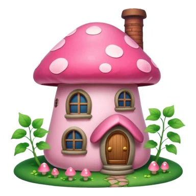 Pink girly mushroom house covered in vines sticker