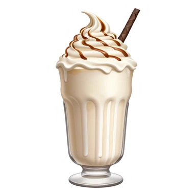 Cinematic Realistic Milkshake Drink Emoji, depicted as a thick, creamy milkshake with a swirl of whipped cream rendered with rich textures and inviting, nostalgic lighting. sticker