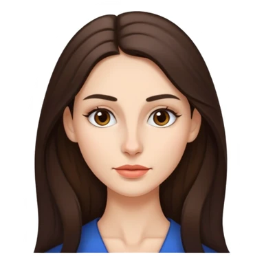 a brunette with thin nose almost sharp jaw line perfect eye brows and long hair  sticker