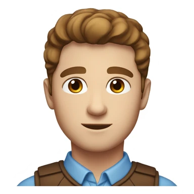White Man with middle part brown hair, blue eyes, angled eyebrows and manly boyish appearance, handsome sticker