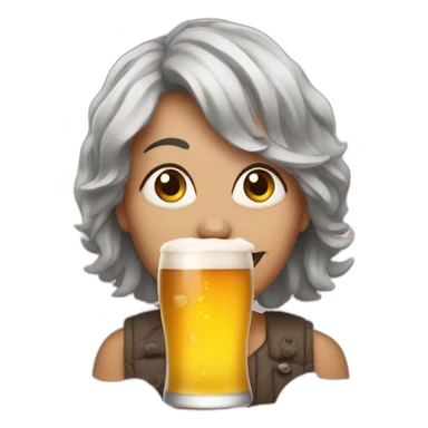 crazy woman with beer sticker