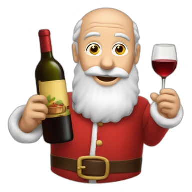 Le père noël avec une bouteille de vin sticker