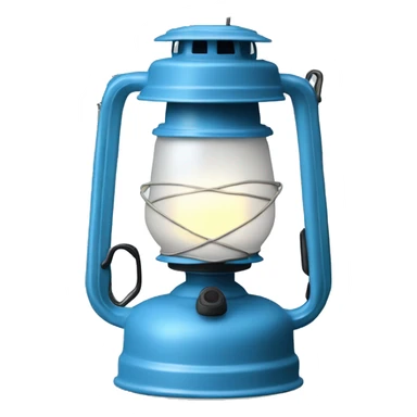 Realistic camping light blue lit camping lantern lisolated. sticker