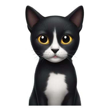 black cat with a black lip and a white lip sticker