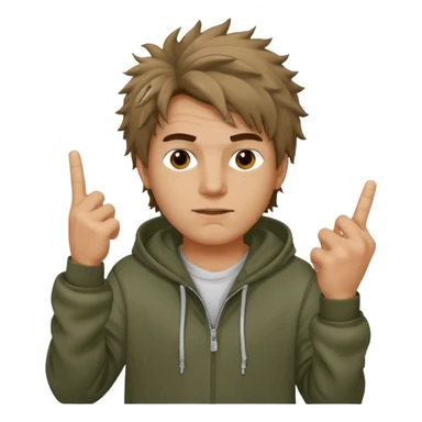 Moreno greñudo con capucha cuba la cara para el dedo del medio hombre sticker