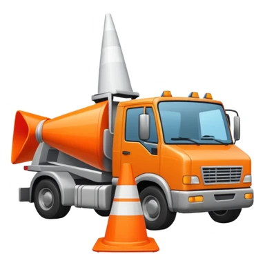 a truck crushing a white traffic cone, emoji style sticker