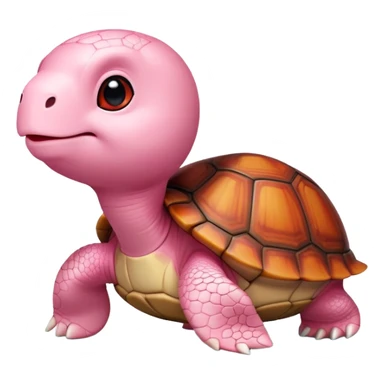 light pink turtle with a perfectly round head (not oval) in chibi style, red shell, cute, adorable, looks like a stuffed animal with no details in skin sticker