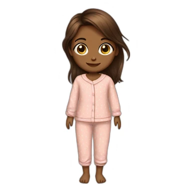 Fille en pyjama , peau marron , yeux noisettes,  cheveux noir court sticker