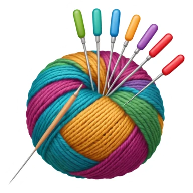 ball of wool with knitting needles sticker